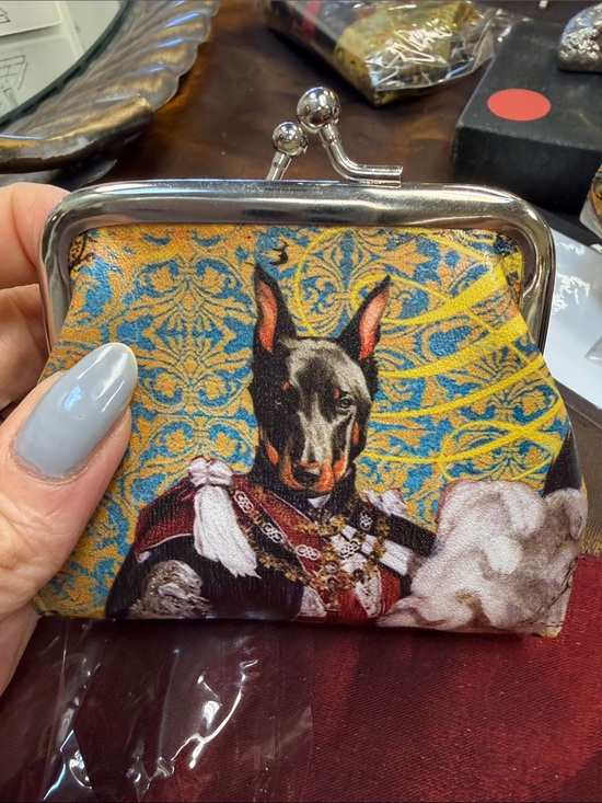 Other - Vintage-Inspired Doberman Print Coin Purse - Yellow/Blue